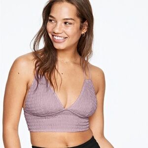 PINK Victoria's Secret smocked triangle strappy bralette | Lilac | NWT